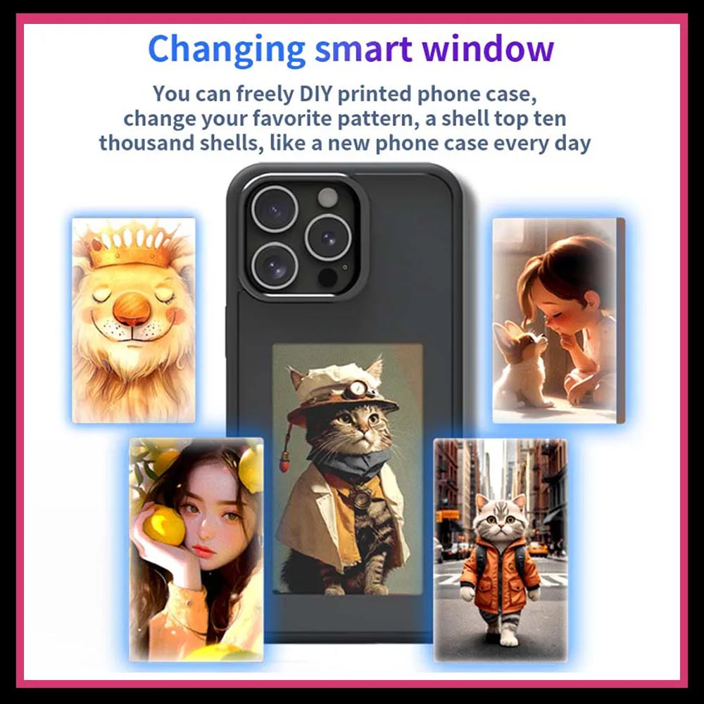 NFC Function DIY E-ink Screen Phone Case Suitable For IPhone 16 15 14 13 Pro Max Wireless Transmission 3.7-inch Photo Phone Case