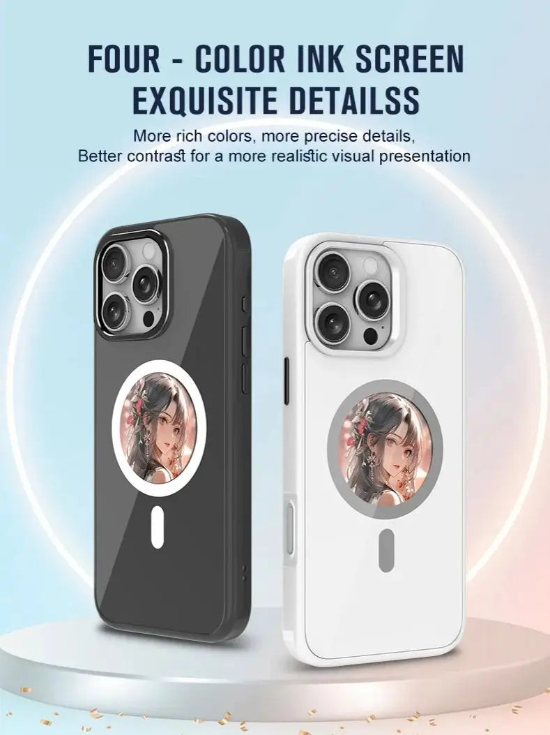 2.53 inches E-ink phone case photos HD Display Wireless transmission DIY screen for iphone 16/15/14/13 Round Support Magsafe