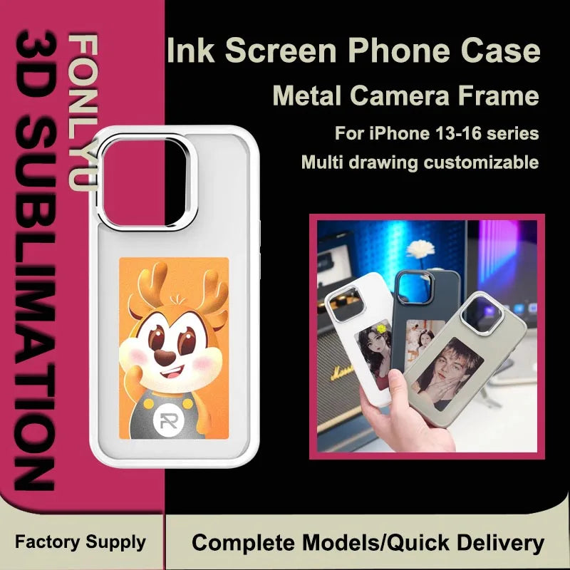 NFC Function DIY E-ink Screen Phone Case Suitable For IPhone 16 15 14 13 Pro Max Wireless Transmission 3.7-inch Photo Phone Case