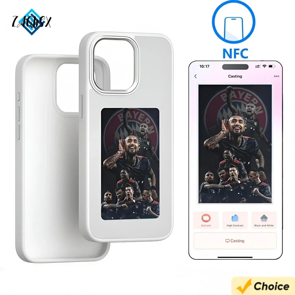 E-ink Screen Phone Case for IPhone 16 15 14 Pro Max Smart DIY Can Change Picture Refesh Photo Phone Cover No Batteries Required