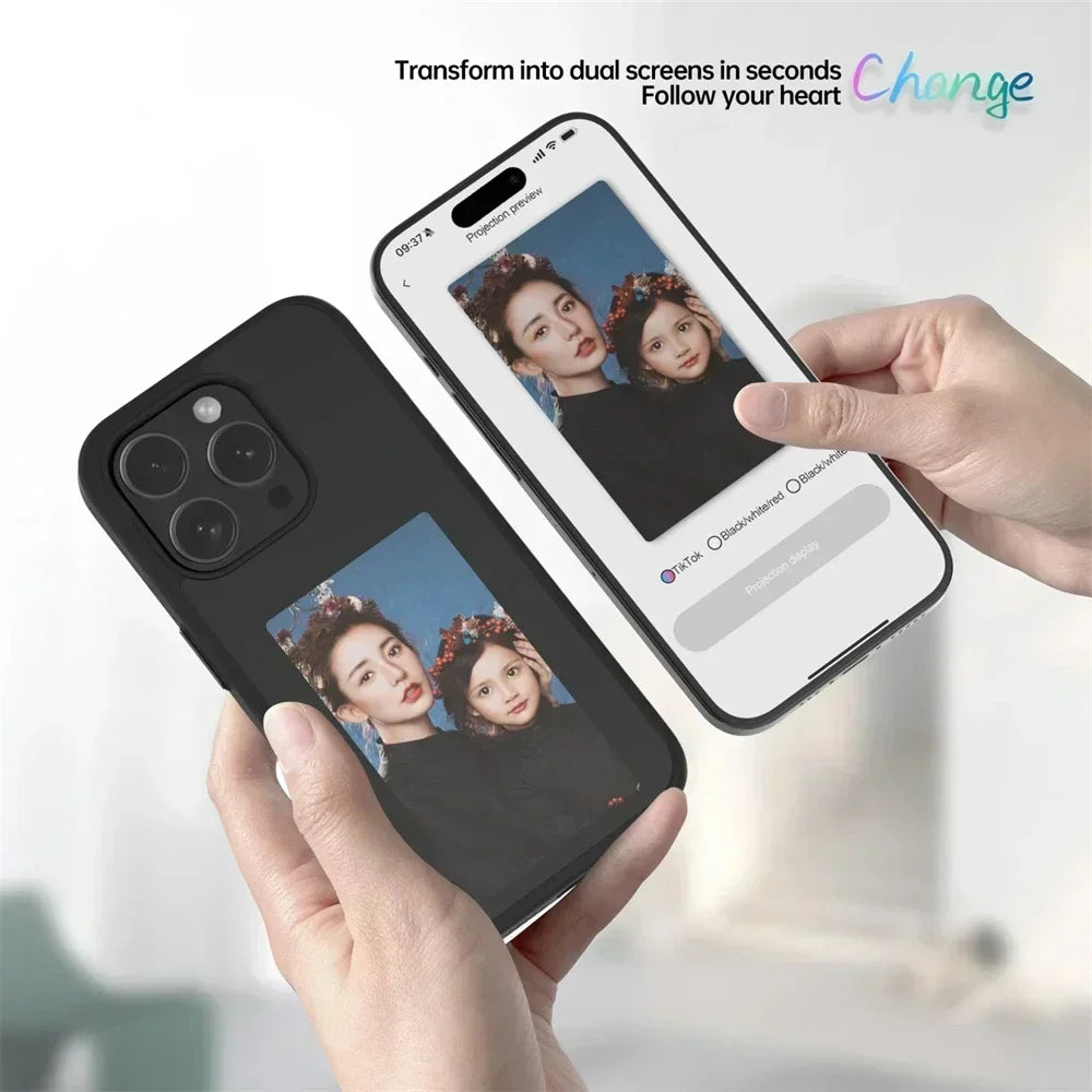 E-ink Screen Phone Case for IPhone 16 15 14 Pro Max Smart DIY Can Change Picture Refesh Photo Phone Cover No Batteries Required