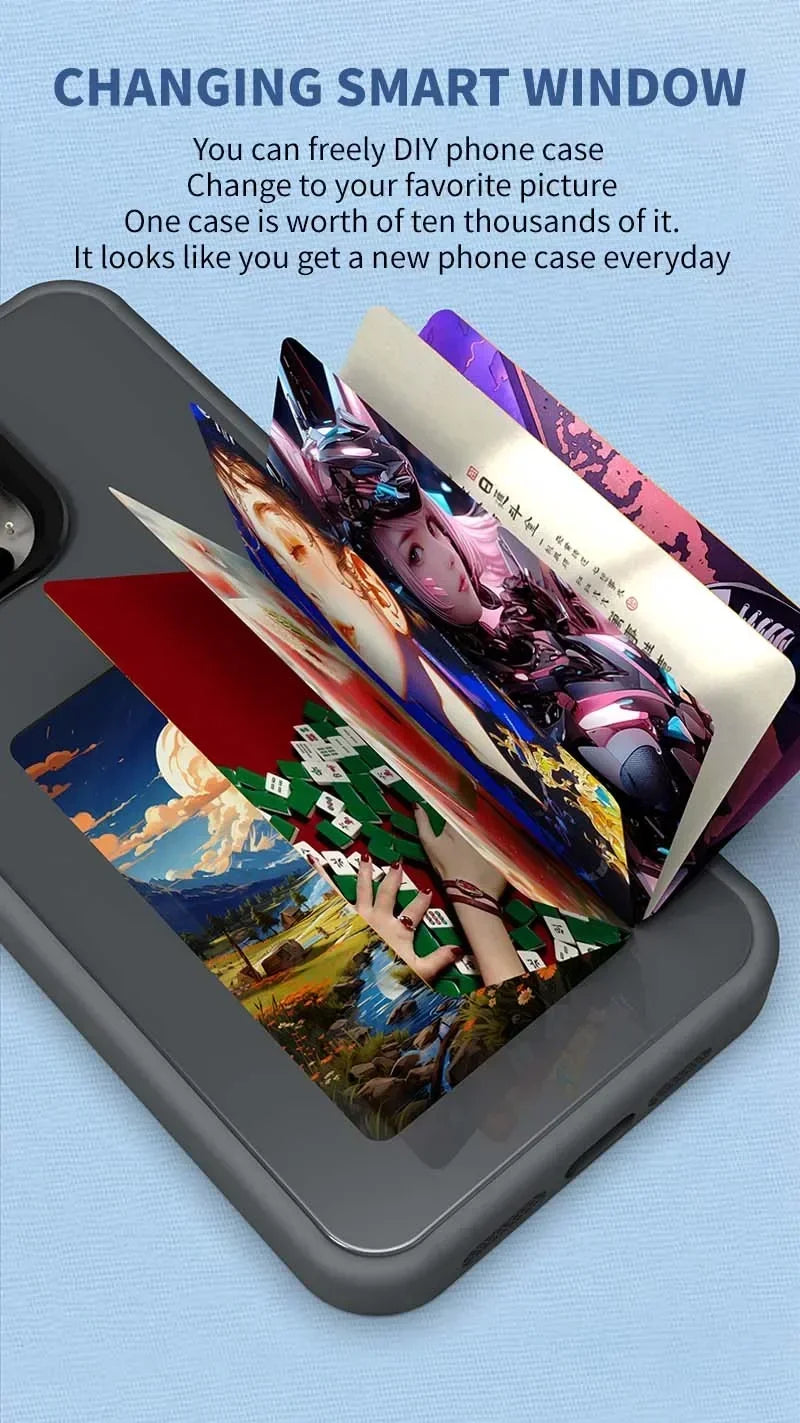 E-ink Screen Phone Case for IPhone 16 15 14 Pro Max Smart DIY Can Change Picture Refesh Photo Phone Cover No Batteries Required