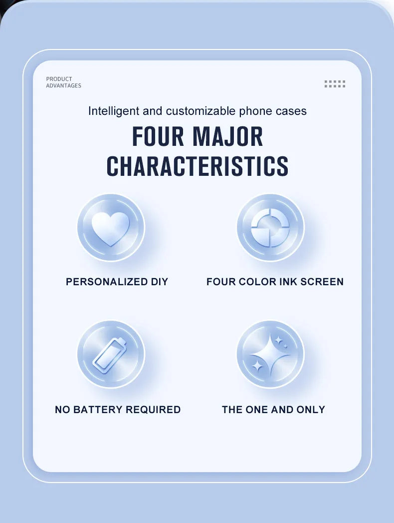 2.53 inches E-ink phone case photos HD Display Wireless transmission DIY screen for iphone 16/15/14/13 Round Support Magsafe