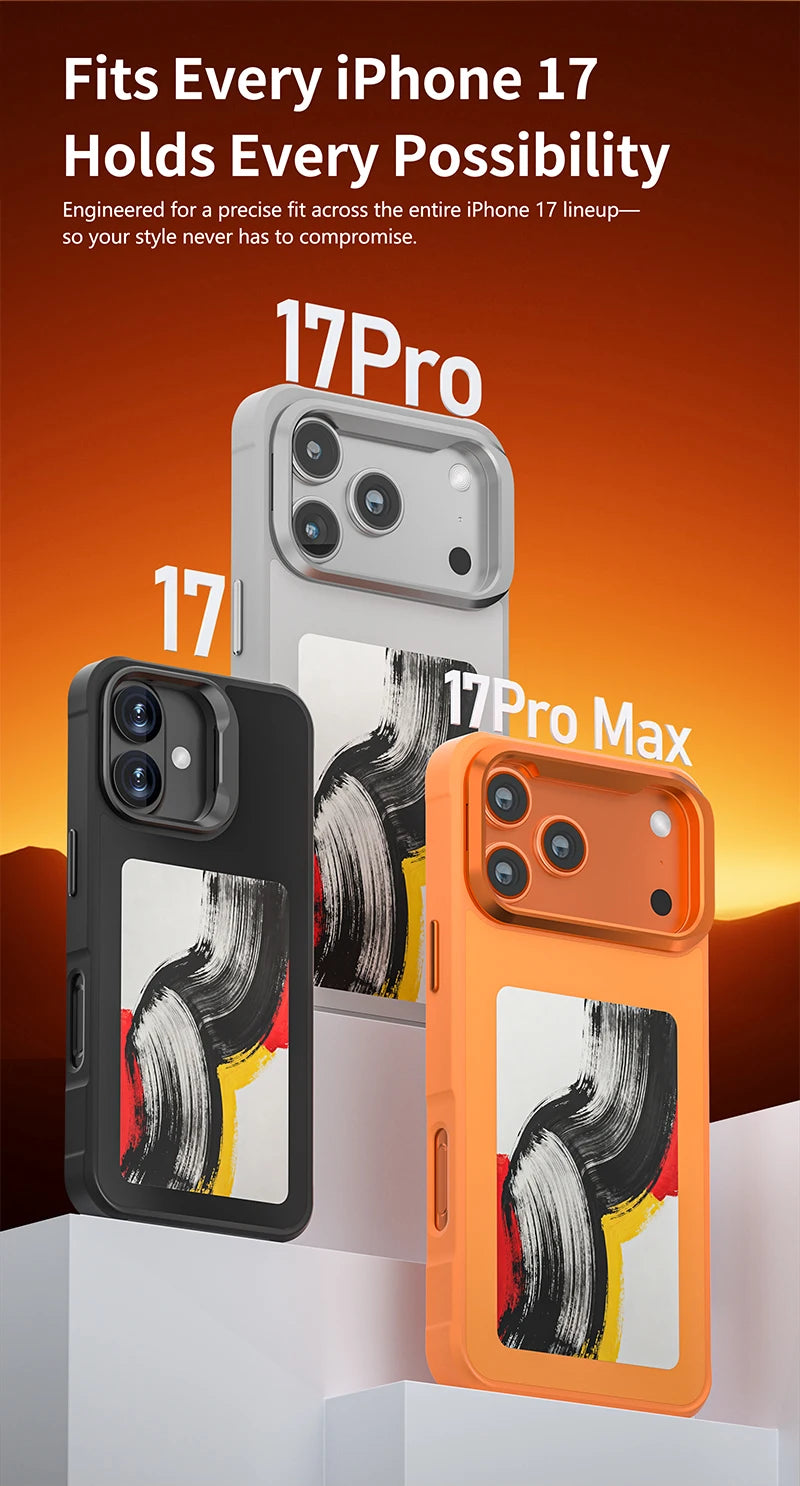 Fonlyu 1pc NFC E-ink Screen Phone Case with Bracket for iPhone 17 pro Max Magnetic Phone Protector Covers Black Grey Orange