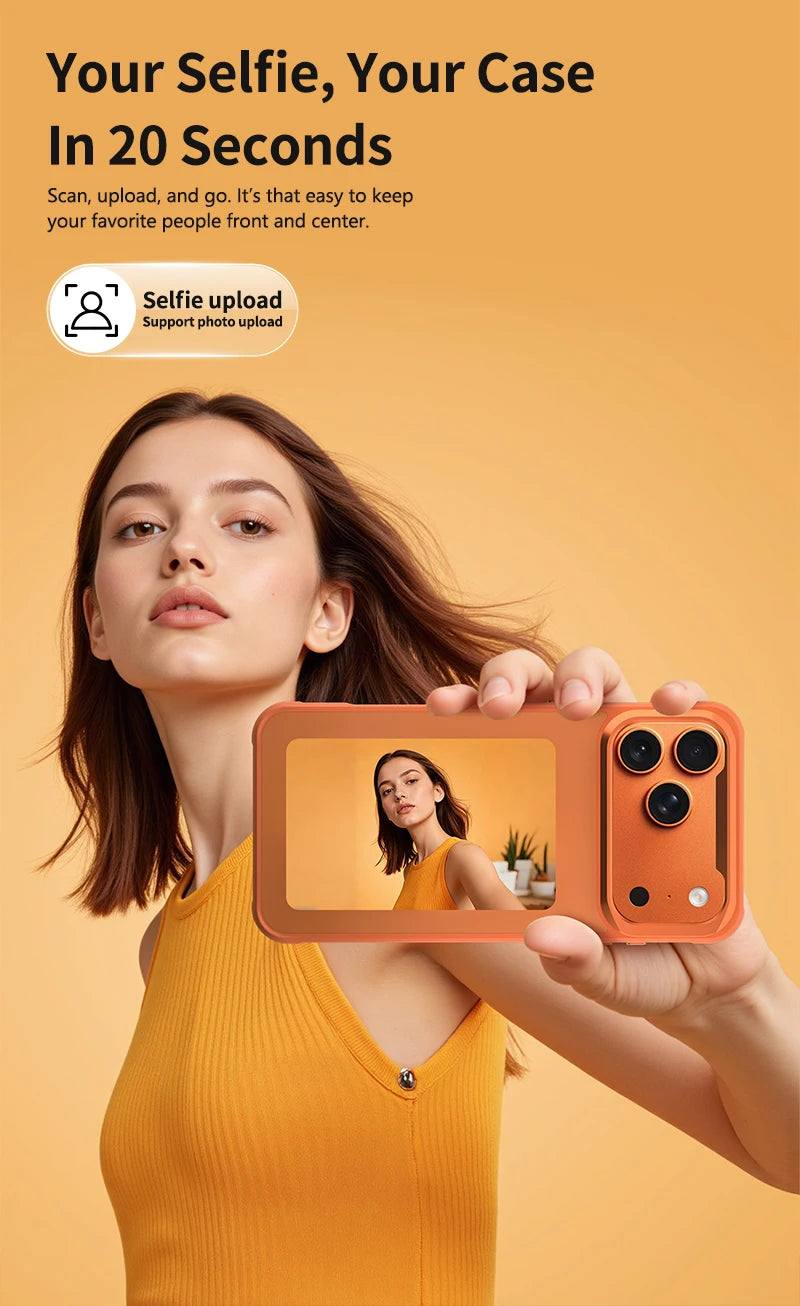 Fonlyu 1pc NFC E-ink Screen Phone Case with Bracket for iPhone 17 pro Max Magnetic Phone Protector Covers Black Grey Orange